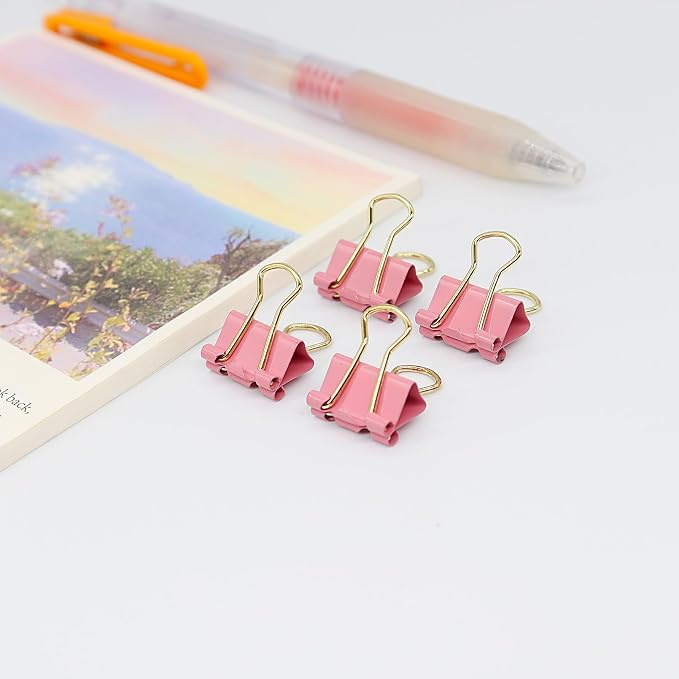 Pink Binder Clips, Small Paper Clamps 15mm, 100 Pack Micro Size Office Clips - Image 7