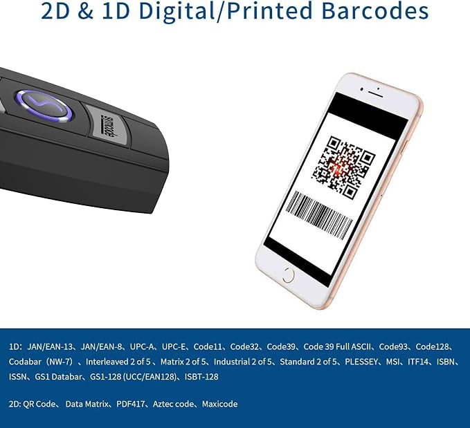 Mini 2D Portable Handheld Bluetooth Barcode Scanner Wireless 2.4G & USB Wired - Image 2