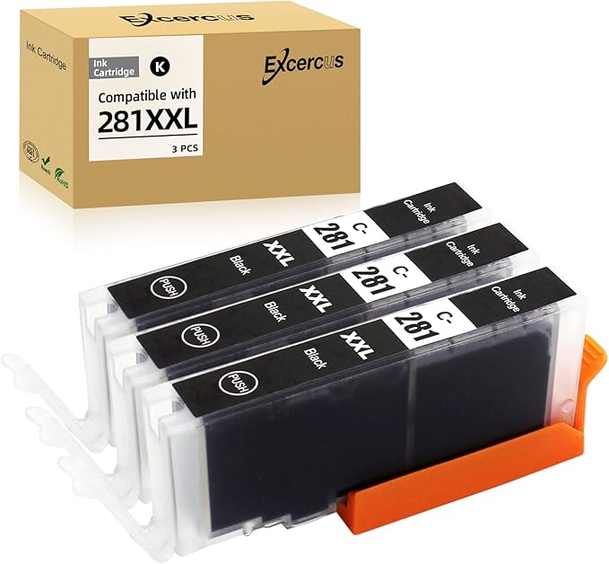 Compatible Ink Cartridge Replacement for Canon 280 281 CLI 281 CLI-281 XXL (3 Black) for Pixma TS702 TS6120 TS6220 TS6320 TR7520 TR8520 TS9520 TS9521C TS8220 TS8322-DeskLoop Office