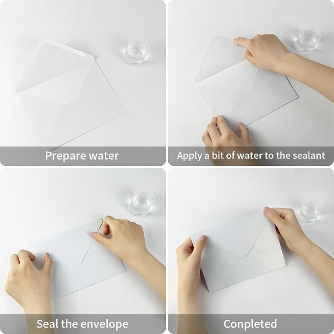 YINUOYOUJIA 50 PCS Pearl white Envelopes A7, 5 x 7 white Shimmer Envelopes - Image 3