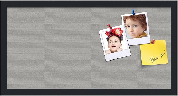 PinPix 24x12 Inch Cork Bulletin Board. This Decorative Framed Pin Board Comes with Dark Stone Design and a Satin Black Frame. Ideal for Home Office Decor or Message Board (PinPix-1808)-DeskLoop Office
