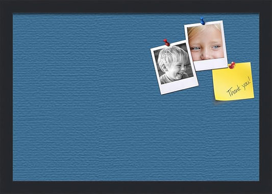 PinPix 19x13 Inch Cork Bulletin Board. This Decorative Framed Pin Board Comes with Navy Pastel Design and a Satin Black Frame. Ideal for Home Office Decor or Message Board (PinPix-1811)-DeskLoop Office