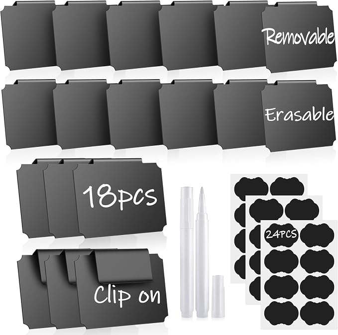 18Pcs Basket Labels for Storage Bins, Erasable Bin Basket Labels Clip On by woweasi