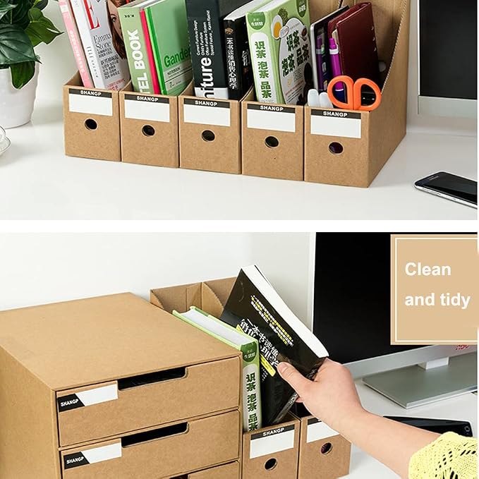 Foldable Desk File Holder Organizer Sturdy Cardboard Magazine Storage Box - Image 6