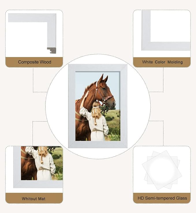ELSKER&HOME 4x6 Picture Frame White Set of 6 Glass | Multi Photo Frames Collage - Image 6