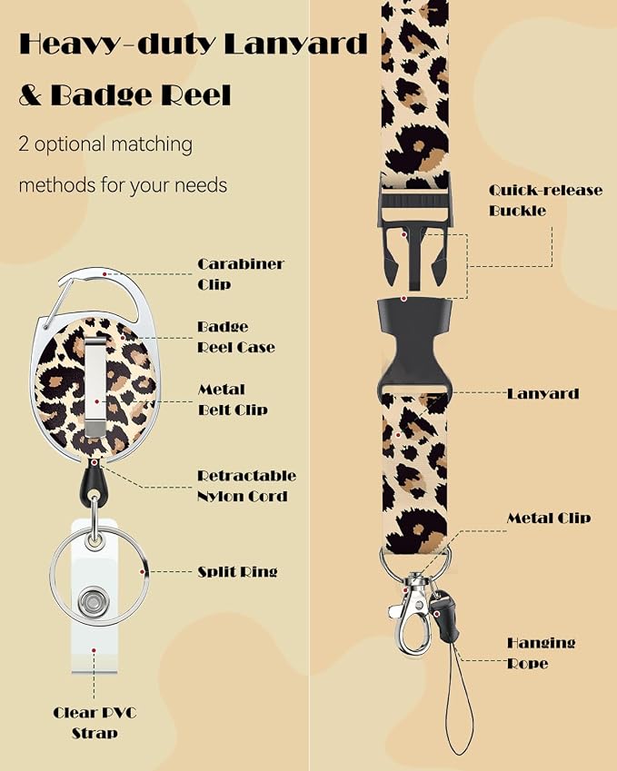 Uniclife Fashionable Sliding ID Badge Holder Leopard Print Plastic Card Holder - Image 5