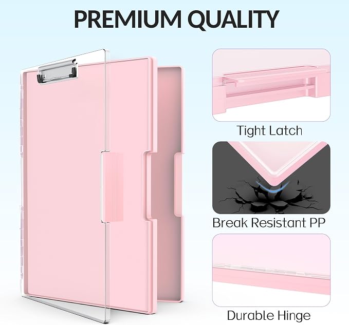 Sooez Clipboard with Storage, Heavy Duty Cleaview Clip Boards 8.5x11 with Dual - Image 4
