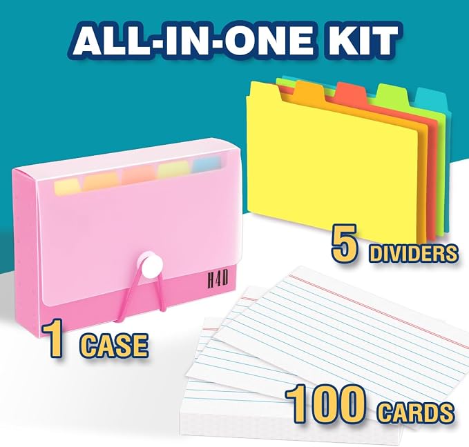 H4D 3x5 Index Card Case with 100 Heavyweight Ruled Index Cards and Dividers - Image 2