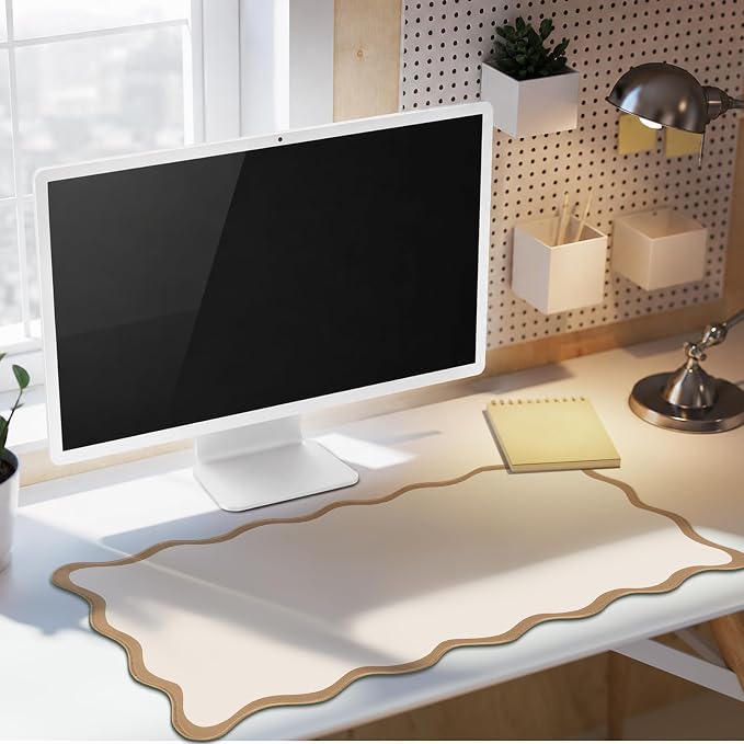 Hahafelt Scalloped Desk Mat Large Desk Pad Cute Coquette Table Mat Back to - Image 7