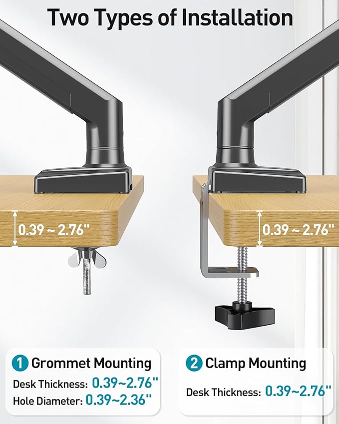 Dual Monitor Desk Mount - Adjustable Monitor Arm for 2 Monitors up to 32 inches/19.8 lbs, Double Monitor Desk Stand VESA Bracket with C-Clamp & Grommet Mounting, Swivel Computer Screen Mount, Freelift-DeskLoop Office