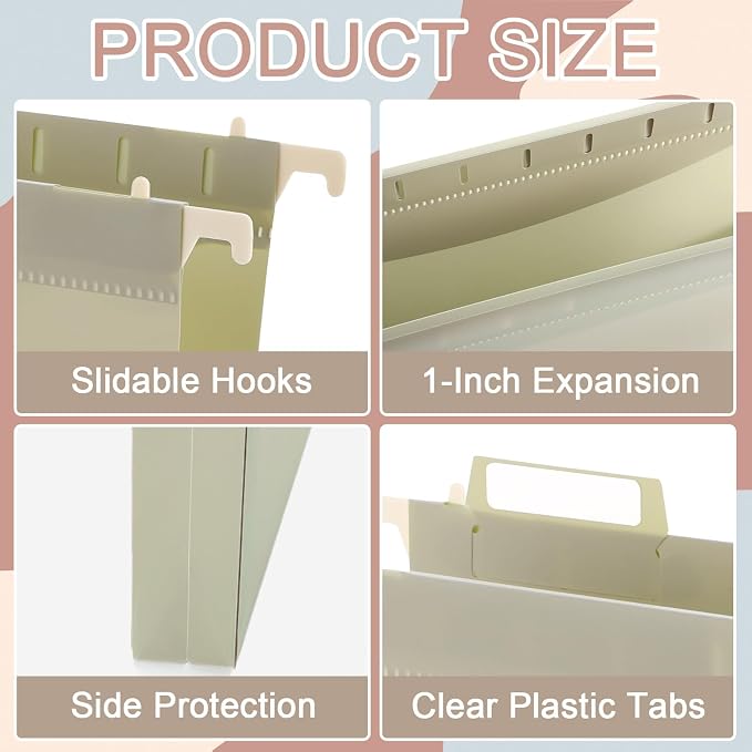 gisgfim 16 Pack Plastic Hanging File Folder Letter Size 1inch Expanding File - Image 3