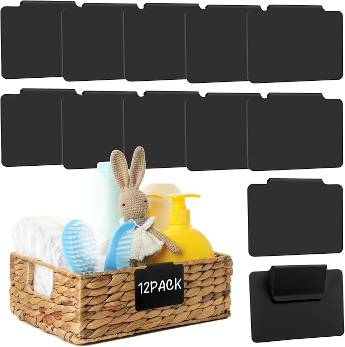 12pcs Black Basket Labels Removable PVC Labels | Clip On by Unknown