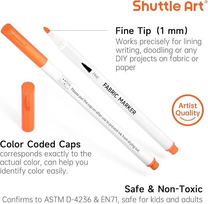 Shuttle Art 28 Colors Fabric Markers, Permanent Markers - Image 3
