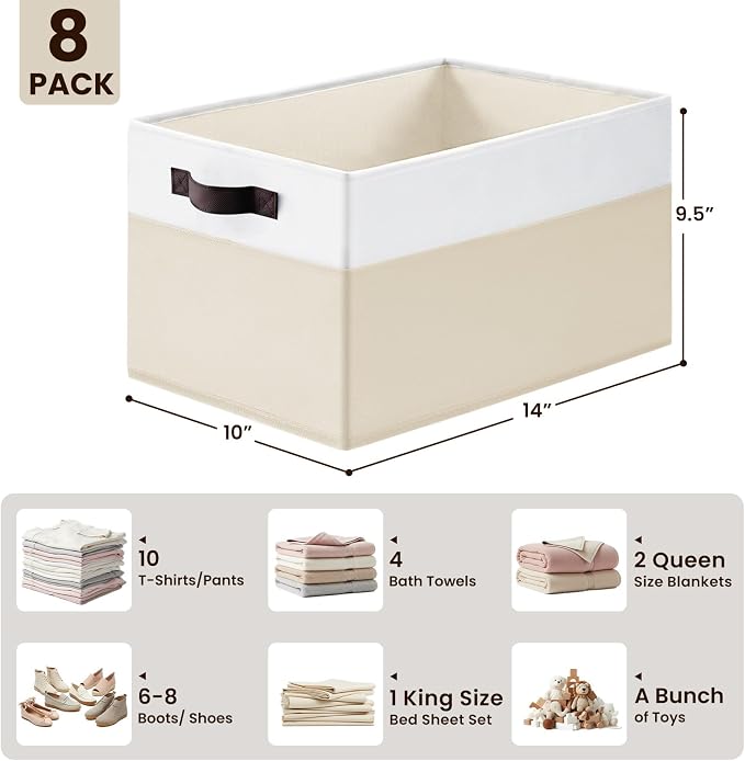 Criusia 8 Pack Large Storage Basket, Fabric Blanket Basket Living Room - Image 2