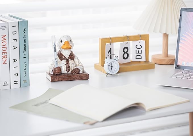 Duck Pen Insertion Pen Stand Resin Paperweight Cool Pencil Holder, Animal Series Desk Accessories Decor for Home Office School for Duck Lovers-DeskLoop Office