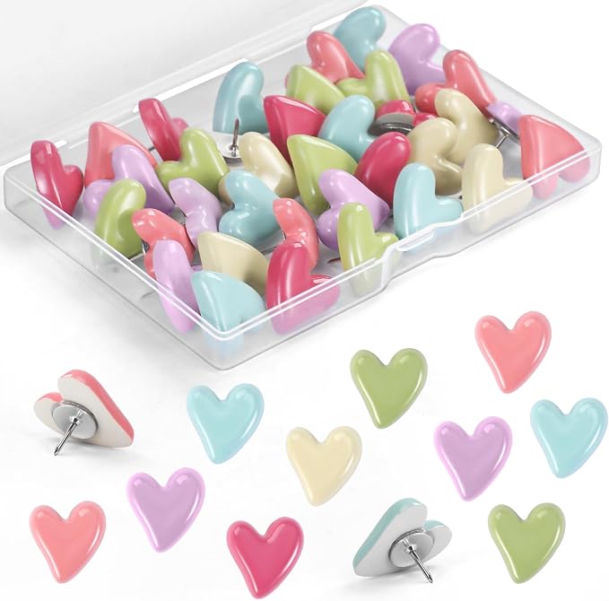 36 Pieces Push Pins Cute, 6 Colors Decorative Pushpins, Thumb Tacks by GOOLADA