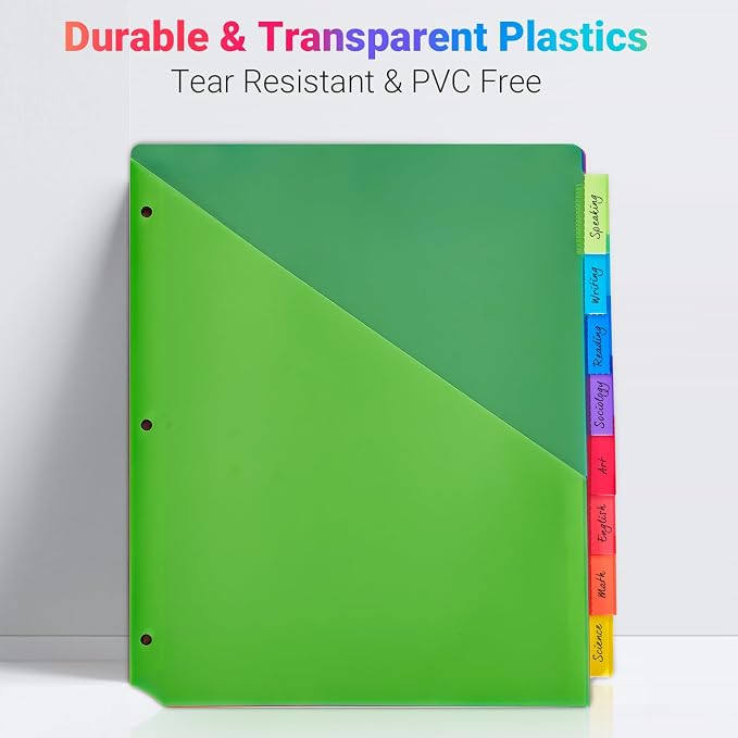 8-Tab Dividers for 3-Ring Binders, Insertable 8 Tabs Binder Divider for - Image 5