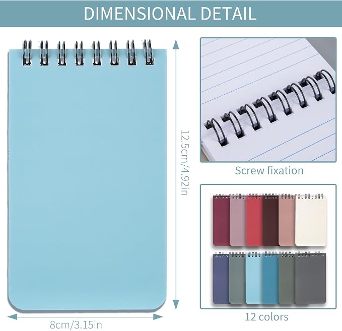 QiCheng Pocket Notebook Mini Notepad Small Spiral Notebooks 3X5Inch | - Image 3