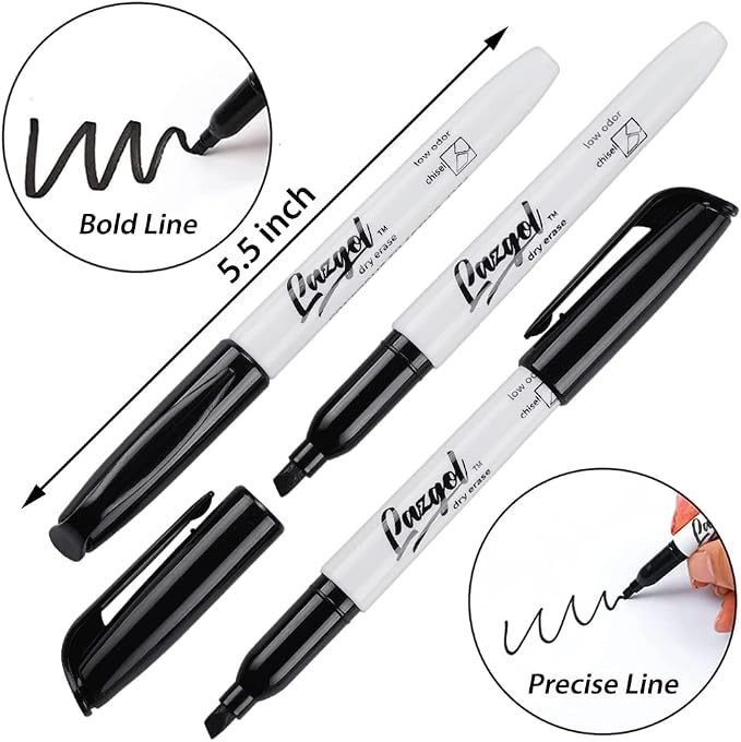 LAZGOL Dry Erase Markers Bulk, 96 Pack Black Dry Erase Markers Chisel Tip - Image 2