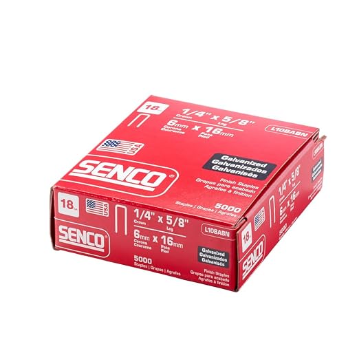 Senco L10BABN 18 Gauge, 1/4" Crown Finish Staples, 5/8" Length, Galvanized by SENCO