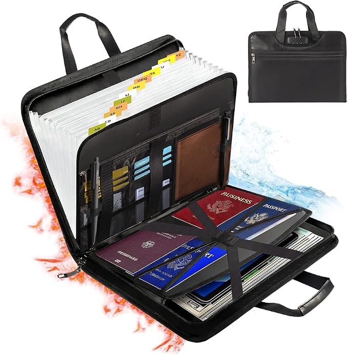 Fireproof Accordion File Organizer, Expanding File Folder by Unknown
