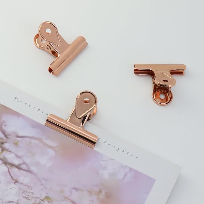 Xiaoyztan Mini Clips, 50mm Wide Rose Gold Bulldog Clips Paper Clip Binder Bull - Image 5