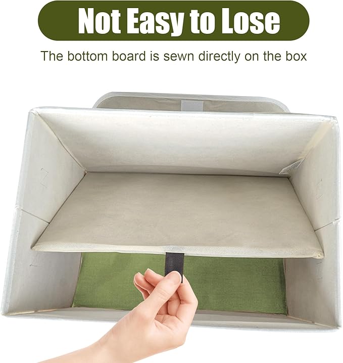 Large 22 Quart Linen Fabric Foldable Storage Bin Cube Organizer Basket with Flip-Top Lid & Handles, Clothes Blanket Box for Home, Office, Closet, Green & White, 4 Pack 14.6 x 9.5 x 9.5-DeskLoop Office