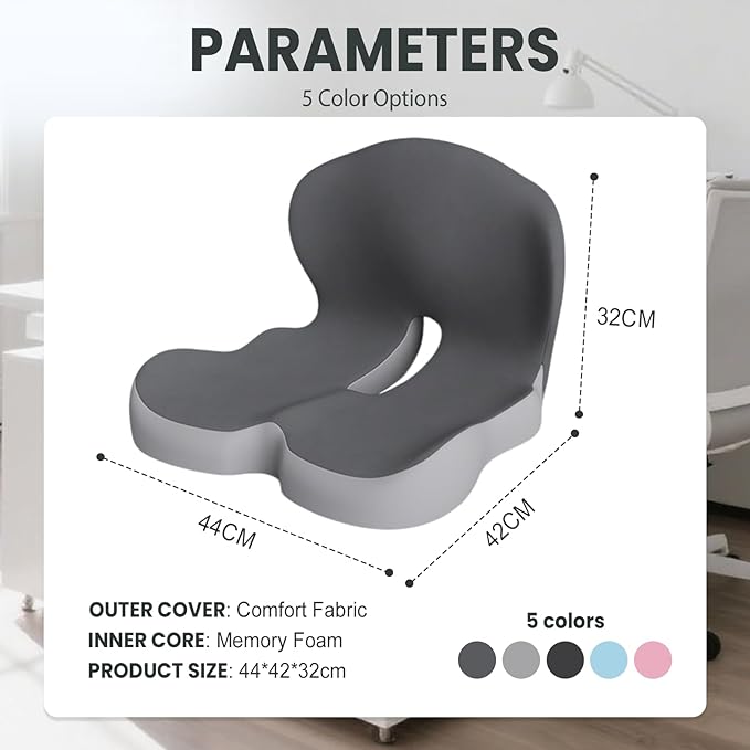 Back and Seat Cushion, 2025 New Ergonomic Non-Slip Memory Foam Seat Cushion with Back Support, L-Shaped Breathable Seat Cushions for Car, Office, Home (Pink)-DeskLoop Office