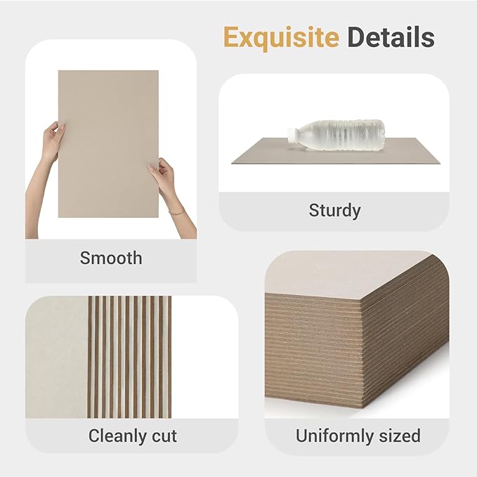 25 Pcs Book Board, Binder Board, Cover Board, Heavy Duty Chipboard for Book Binding, DIY Cardboard (Gray, 11 x 17 Inch 100PT)-DeskLoop Office