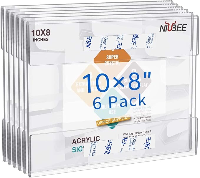 Niubee 8x10 inch Wall Mount Acrylic Sign Holder by NIUBEE