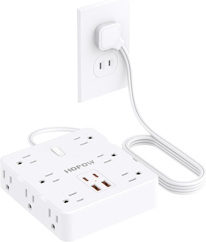 2 Prong Power Strip, 2 Prong to 3 Prong Outlet Adapter with 12 AC & 4 USB(2 USB-C), 1700J Two Prong Surge Protector, 5FT Extension Cord, Wall Mountable, Ideal for Old House Non-Grounded Outlets-DeskLoop Office