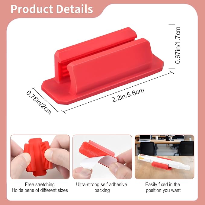 20 Pack Silicone Pencil Holders, Adhesive Pen And Marker Holders, Wall - Image 3