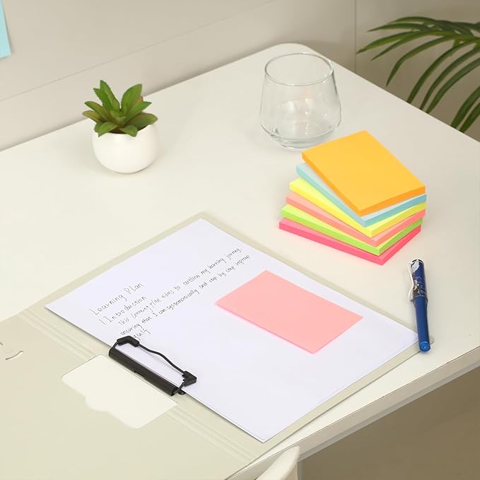 3 in x 5 in Large Sticky Notes, 76 x 127 mm 6 Pads Assorted Self-Stick Pads for Notebook,Office,School and Home,80 Sheets/Pad (24 Pads Brillant)-DeskLoop Office