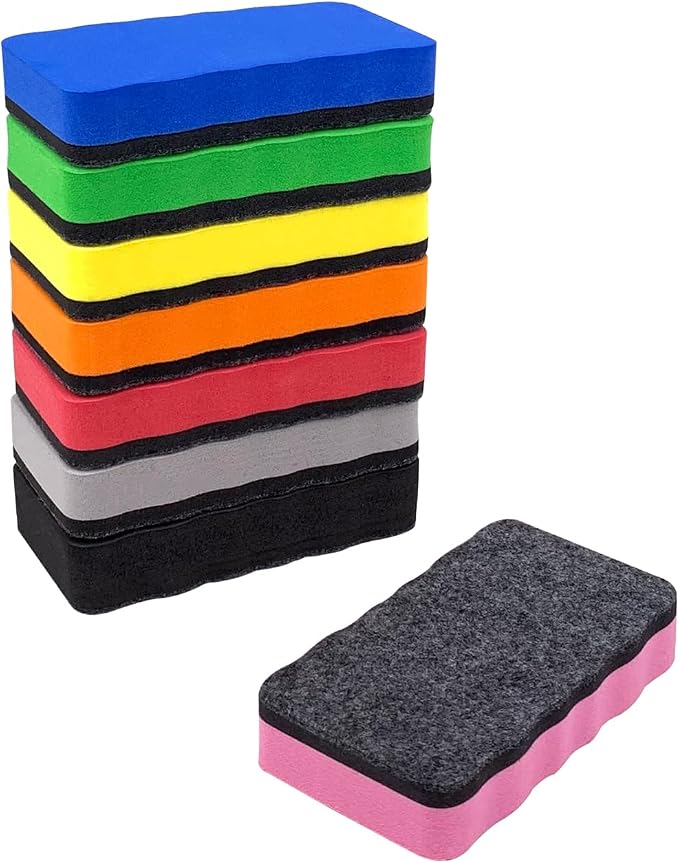Magnetic Dry Erase Erasers, 8 Pack Whiteboard Erasers, Dry Erase Board Eraser by HANWER