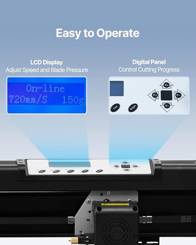 VEVOR 28-inch Cutting Machine for Vinyl, Features LCD Screen, Dual Adjustable - Image 4
