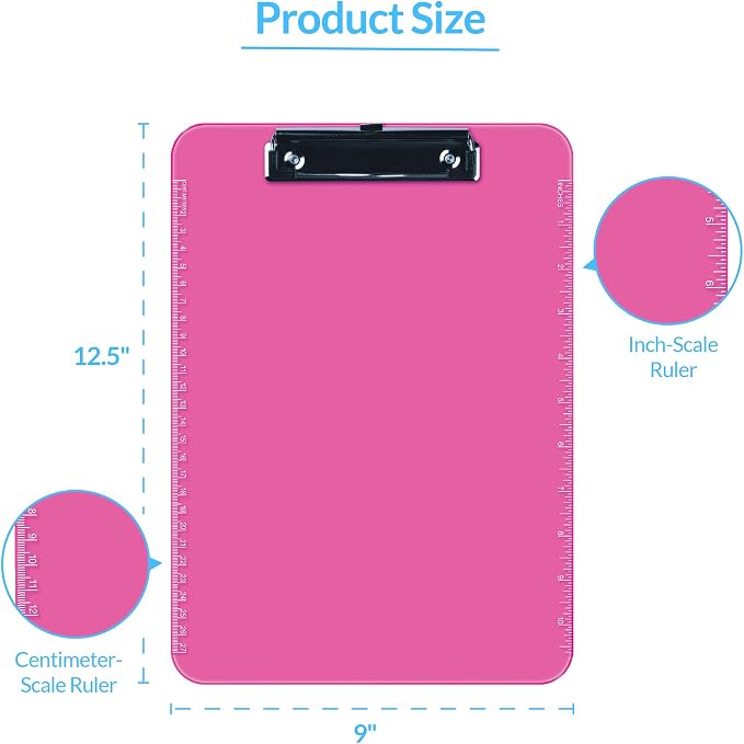Pack of 6 Plastic Clipboards - Image 4