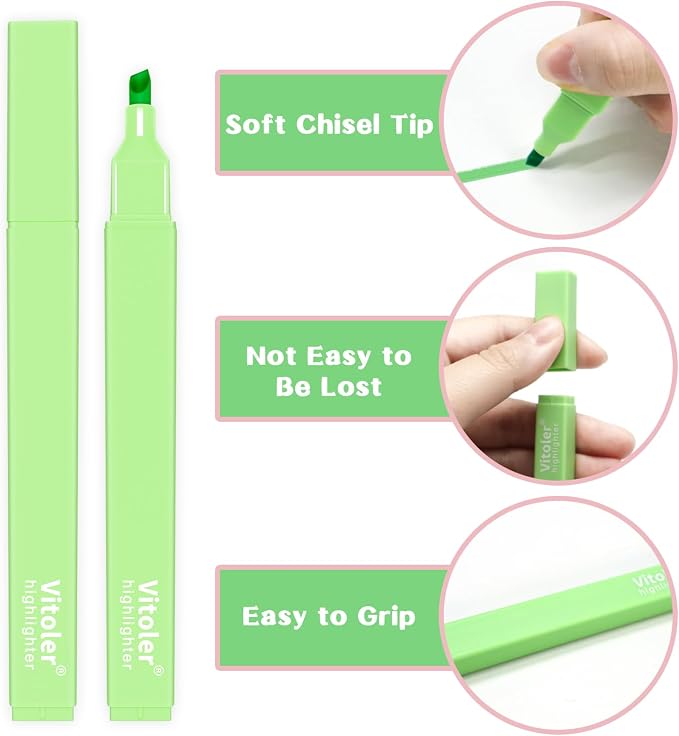 Vitoler Bible Highlighters, Aesthetic No Bleed Bible, Soft Chisel Tip, Cute - Image 3