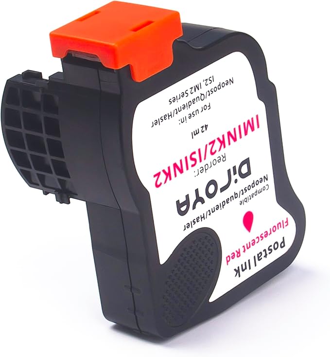ISINK2 Fluorescent Red Ink Cartridge for Neopost IS-200, IS-240, IS-280, Quadient Hasler IM-200, IM-240, IM-280 Franking Machines, 42ml, 4200 Impressions, 4145144H-DeskLoop Office