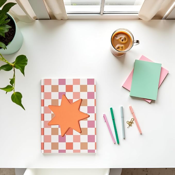 Pearhead Pink & Orange Star Cutout Hardcover Graph Notebook, 6.25x8.25 Grid - Image 5