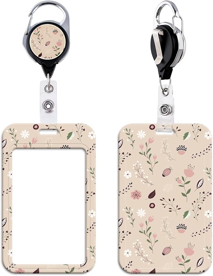 Cute Retractable ID Badge Holder Reel Flowers Badge Reel by beemorita