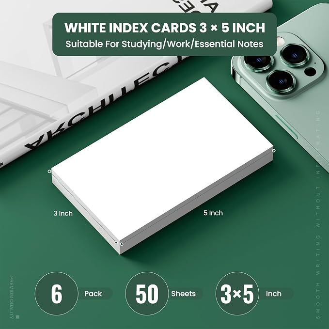 Blank Index Cards 3x5, Double-Sided Blank Flash Cards, Premium Bright Flashcards - Image 2