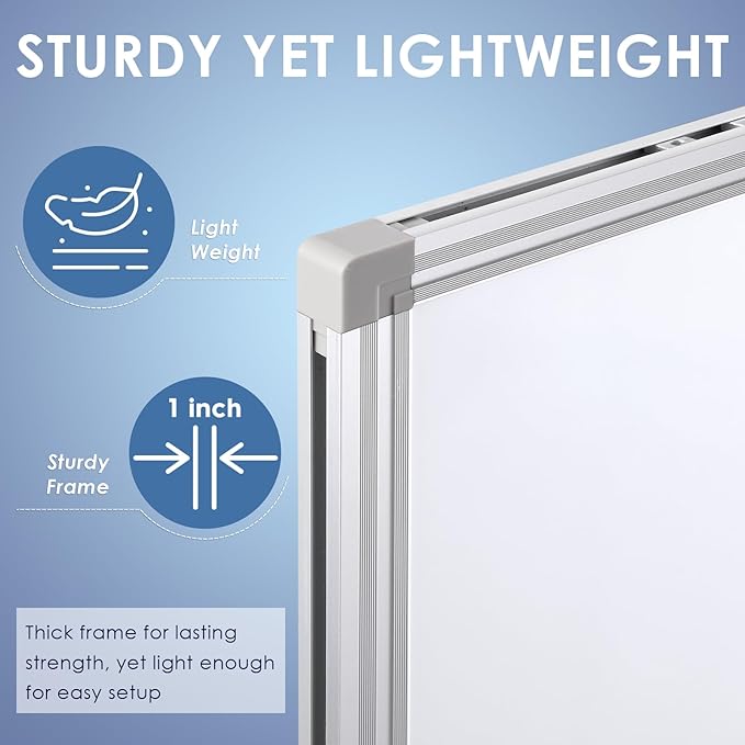 SWANCROWN Large Magnetic White Board, Dry Erase Board 72 x 40 Inches with Thick Aluminum Frame, Large Dry Erase Board for Wall Built-in Magnetic Pen Holder & Long Marker Tray for Conference Room-DeskLoop Office
