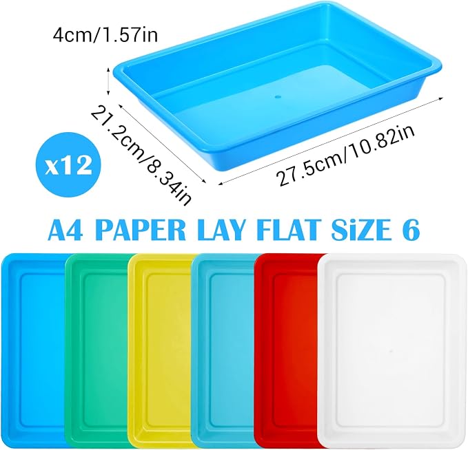 12 PCS Plastic Paper Trays for Classroom, Plastic Art Trays 10.8"×8.3"×1.6" | - Image 2