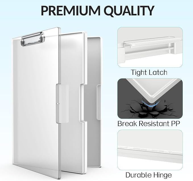 Sooez Clipboard with Storage, Heavy Duty Cleaview Clip Boards 8.5x11 with Dual - Image 4