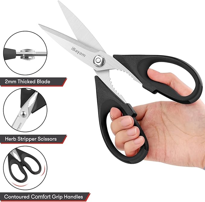 iBayam All Purpose Kitchen Scissors, Kitchen Shears - Image 4