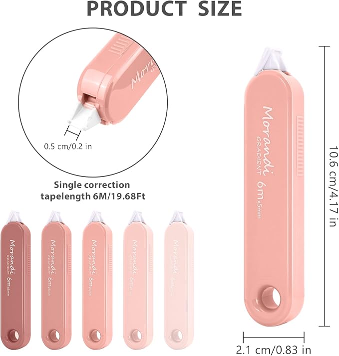 5-Piece Correction Tapes, Aesthetic Cute White Pull Out Tape, Quick Dry - Image 2
