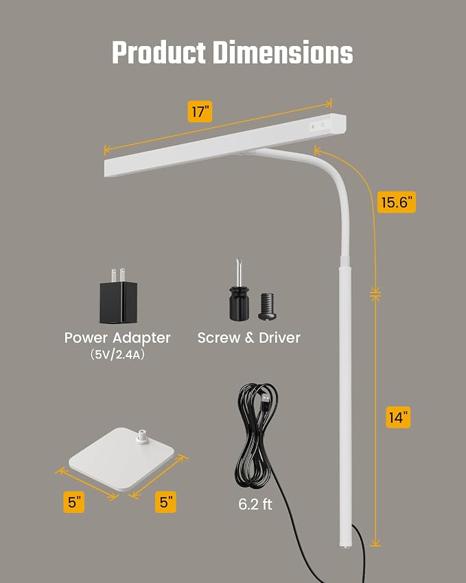 SUPERDANNY LED Desk Lamp for Home Office, Eye-Caring Desk Light - Image 7