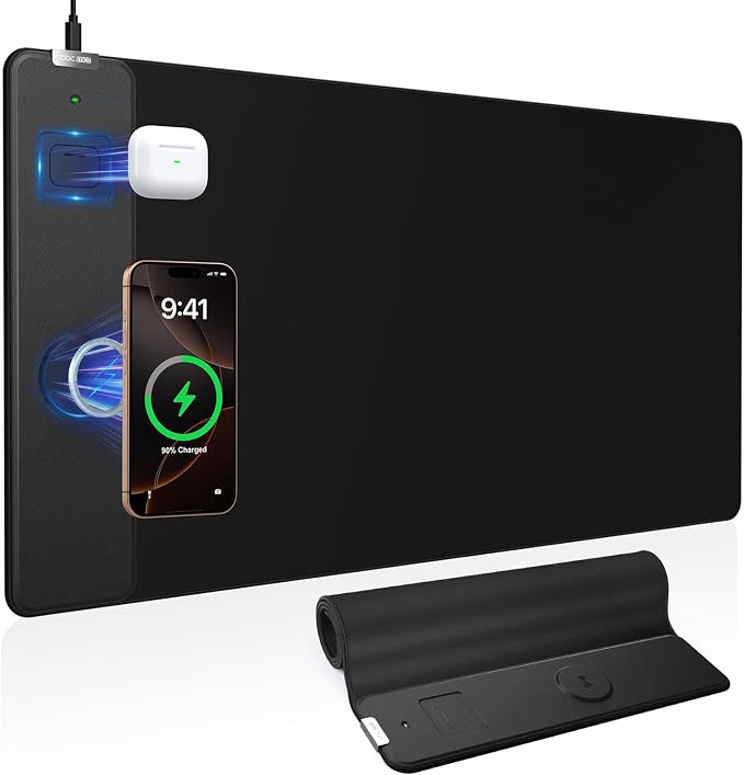 Mouse Pad with Magnetic Wireless Charger, 31.5"x15.8" Large Gaming Desk Mat by abcmat