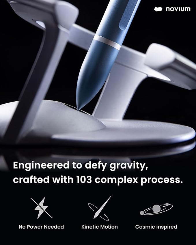 novium Hoverpen Interstellar - Futuristic Luxury Pen Made With Aerospace Alloys, Unique Aesthetic, Free Spinning Executive Pen, Gifts for Men & Women (Neptune Blue)-DeskLoop Office