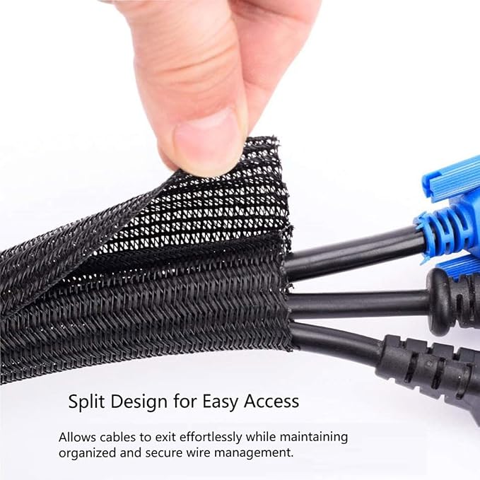 2pcs 5ft-3/4inch Black/White Cable Sleeve - Image 9
